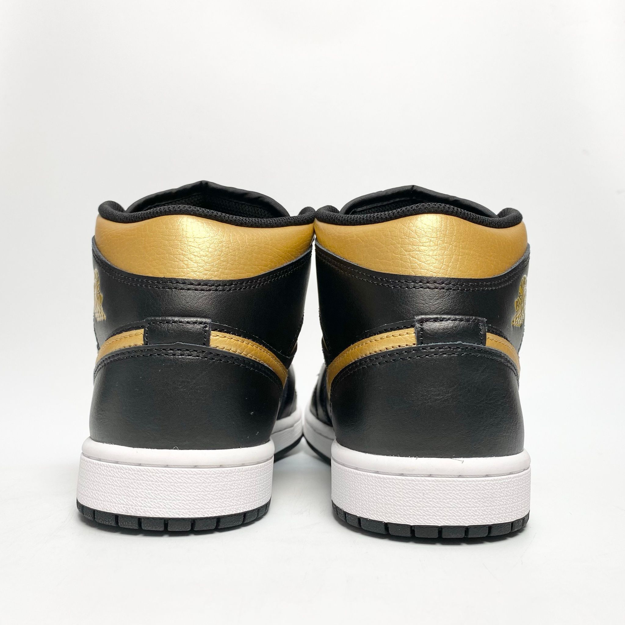 NIKE AIR JORDAN 1 MID SHOES BLACK METALLIC GOLD WHITE DQ8426071