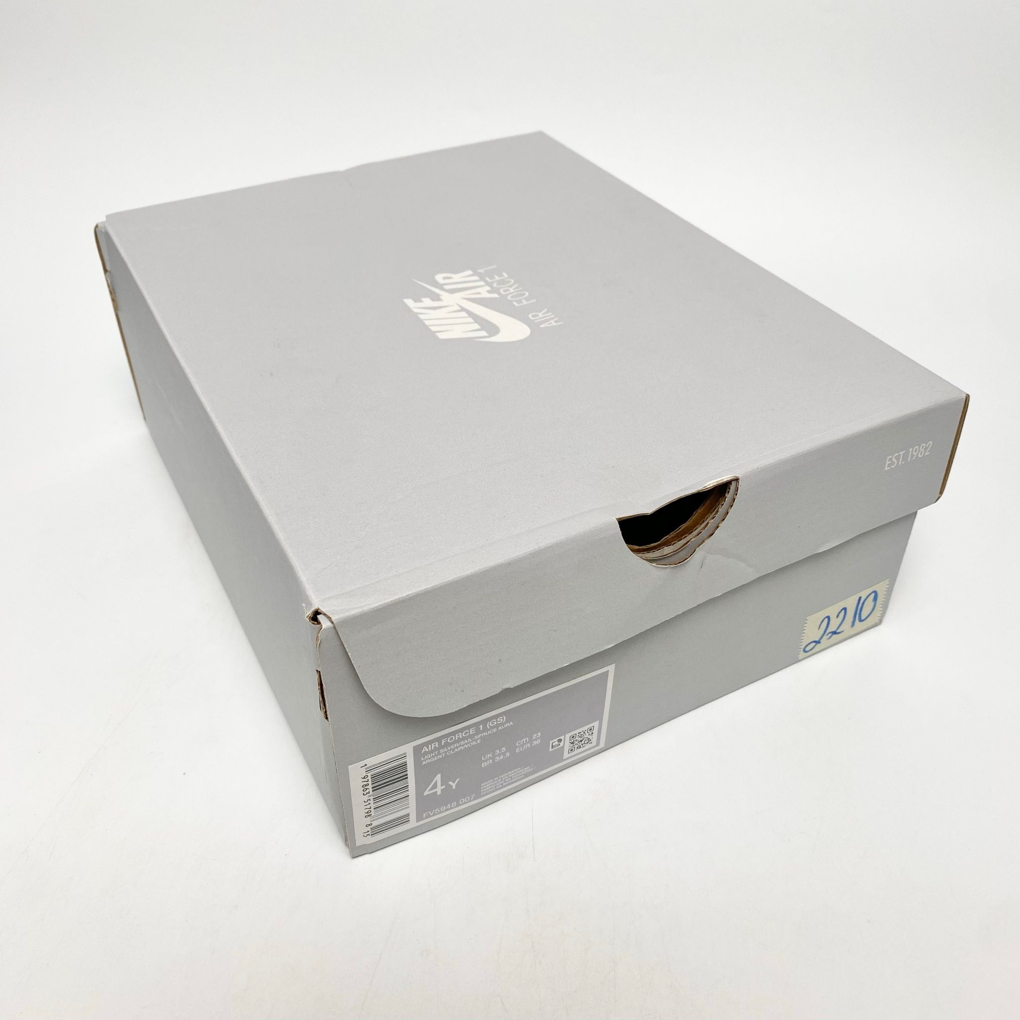 NIKE AIR FORCE 1 LOW LIGHT SILVER SPRUCE AURA WHITE SAIL (GS) FV5948-007