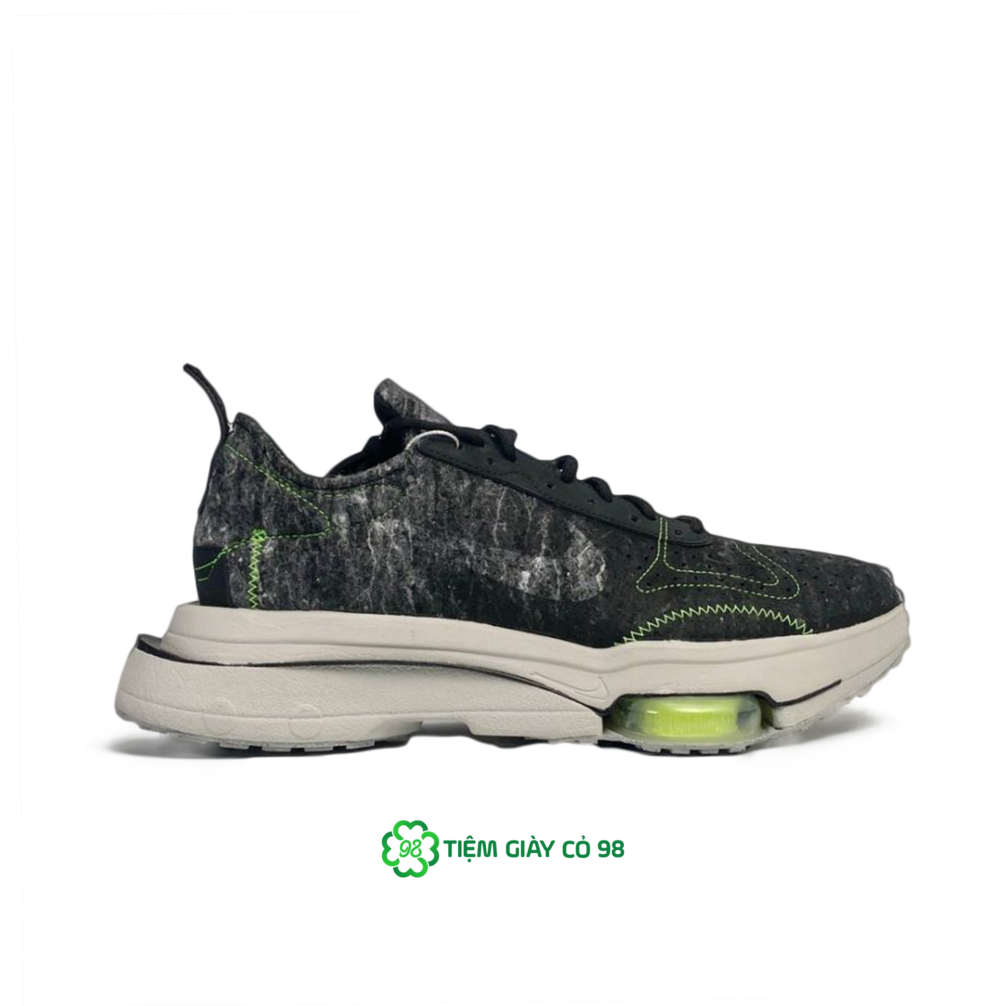 NIKE AIR ZOOM-TYPE M2Z2 RECYCLED WOOL PACK - BLACK ELECTRIC GREEN - CW7157-001