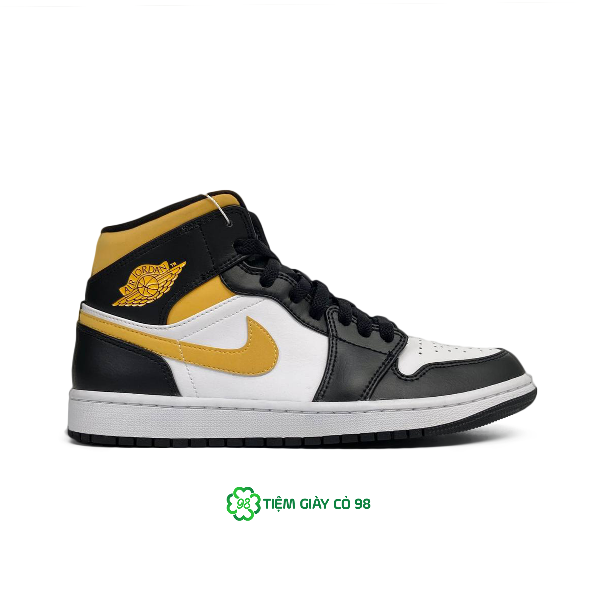 NIKE JORDAN 1 MID BLACK UNIVERSITY GOLD - 554724-177