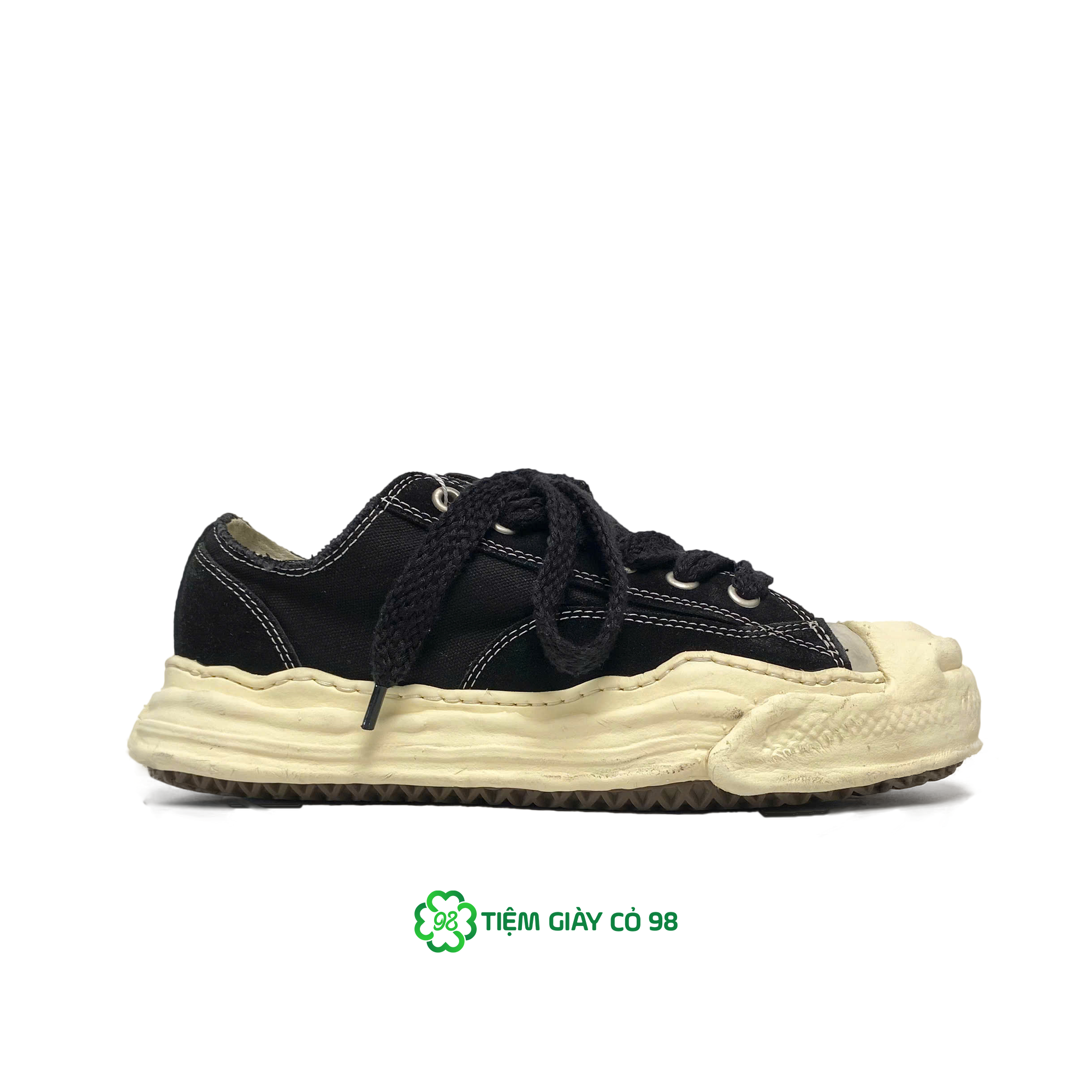 MIHARA YASUHIRO HANK DISTRESSED CANVAS LOW BLACK A10FW715