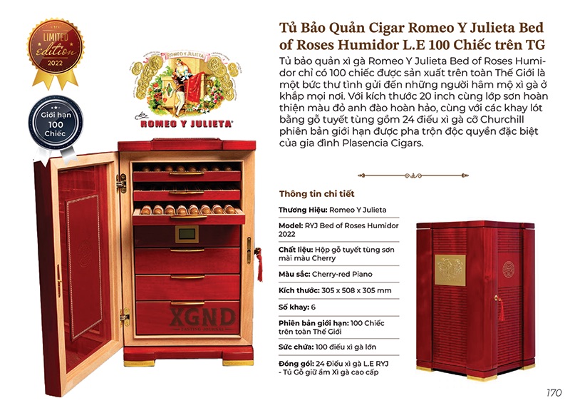 Tủ Bảo Quản Xì Gà Romeo Y Julieta Bed Of Roses Humidor Chính Hãng