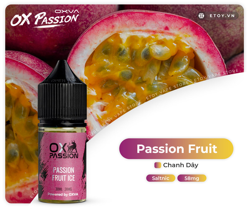 Oxva OX Passion Salt Passion Fruit Ice 30ml - Tinh Dầu Vape Pod Chính Hãng