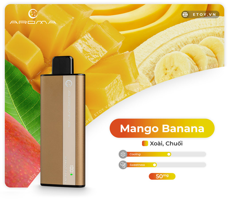 Aroma OM-030 Mango Banana - Vape Pod 1 Lần 8000 Hơi