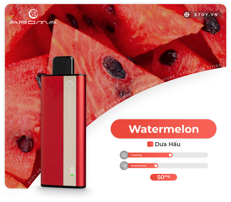 Aroma OM-030 Watermelon Ice - Vape Pod 1 Lần 8000 Hơi