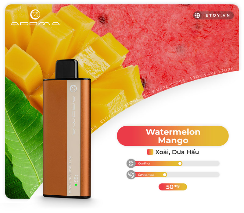 Aroma OM-030 Watermelon Mango - Vape Pod 1 Lần 8000 Hơi