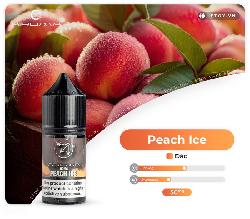 Aroma Salt Peach Ice 30ml - Tinh Dầu Vape Pod Chính Hãng