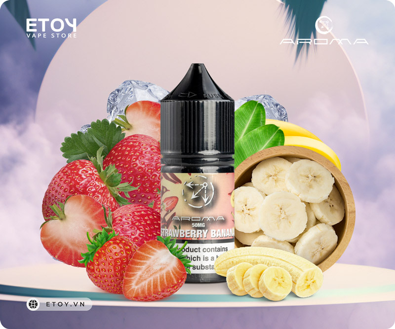 Aroma Salt Strawberry Banana Ice 30ml - Tinh Dầu Vape Pod Chính Hãng