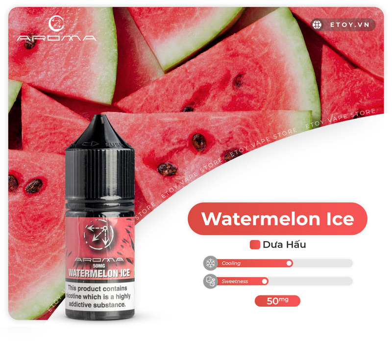 Aroma Salt Watermelon Ice 30ml - Tinh Dầu Vape Pod Chính Hãng