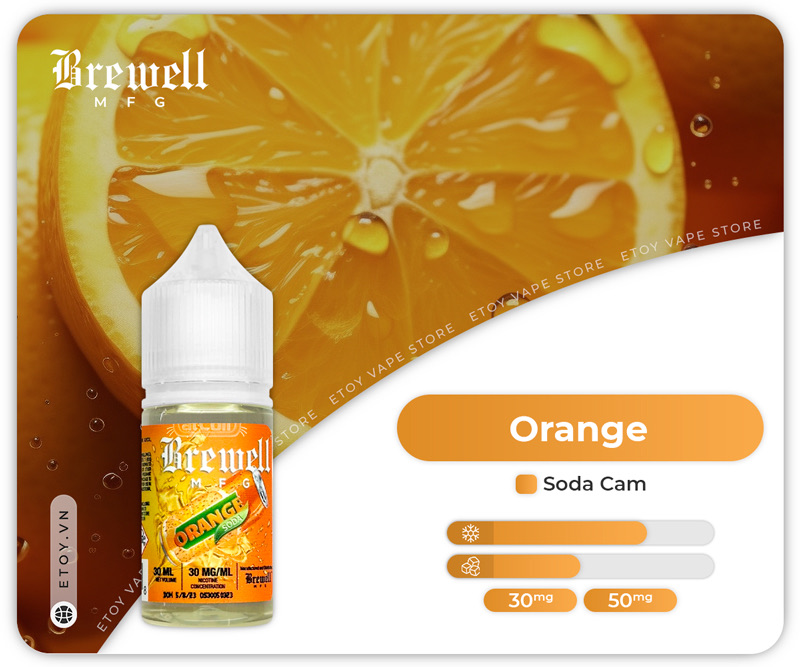 Brewell MFG Salt Orange Soda 30ml - Tinh Dầu Vape Pod Chính Hãng