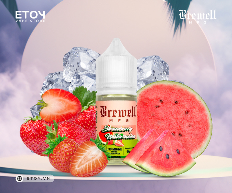 Brewell MFG Salt Strawberry Watermelon 30ml - Tinh Dầu Vape Pod Chính Hãng