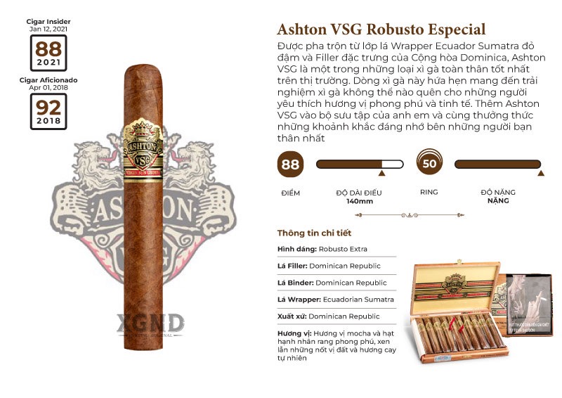 Xì Gà Ashton VSG Robusto Especial - Cigar Chính Hãng