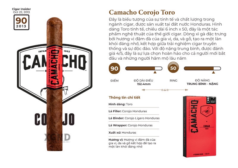 Xì Gà Camacho Corojo Toro - Cigar Chính Hãng