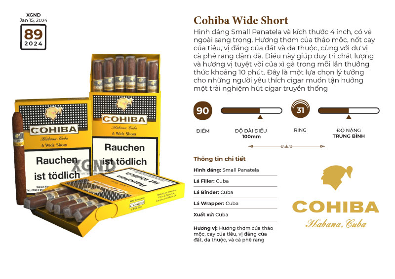 Xì Gà Cohiba Wide Short - Cigar Cuba Chính Hãng