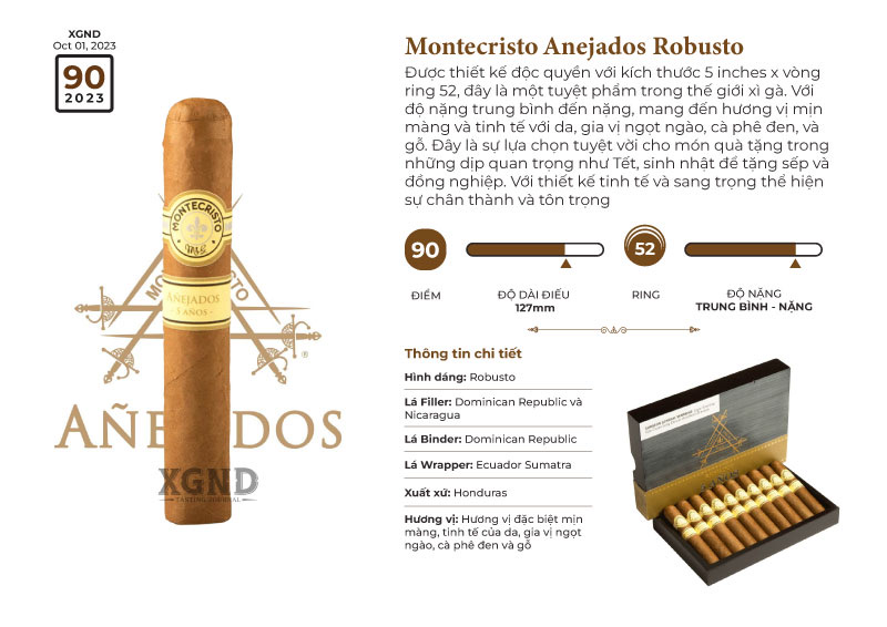 Xì Gà Montecristo Anejados Robusto - Cigar Chính Hãng