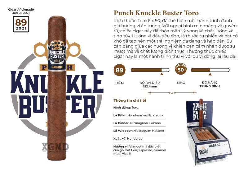 Xì Gà Punch Knuckle Buster Toro - Cigar Chính Hãng