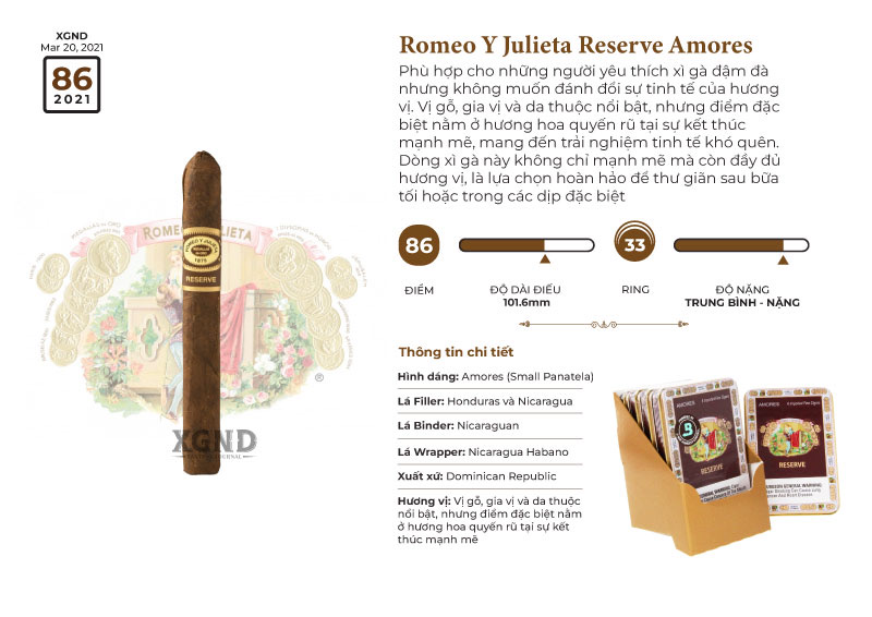 Xì Gà Romeo Y Julieta Reserve Amores - Cigar Chính Hãng