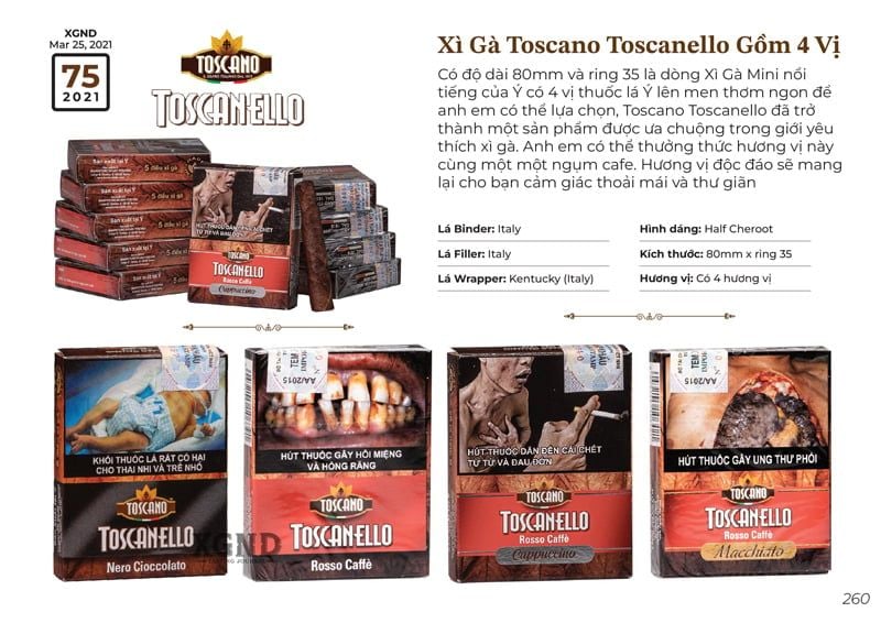 Cigar Toscano Toscanello Rosso Caffe - Xì Gà Mini Ý Chính Hãng