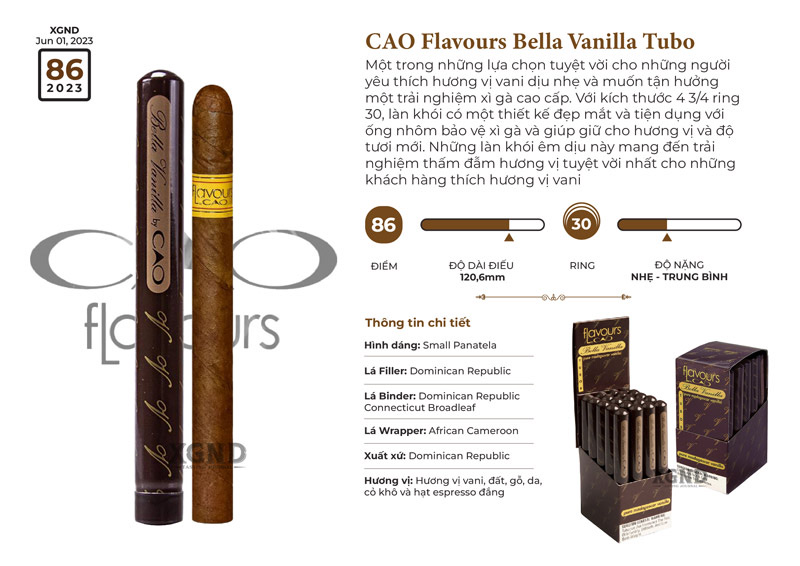 Xì Gà CAO Flavours Bella Vanilla Tubo - Cigar Chính Hãng