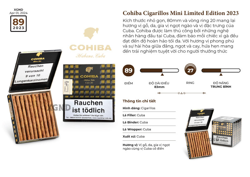 Xì Gà Cohiba Mini 20 Limited Edition 2023 - Cigar Cuba Chính Hãng