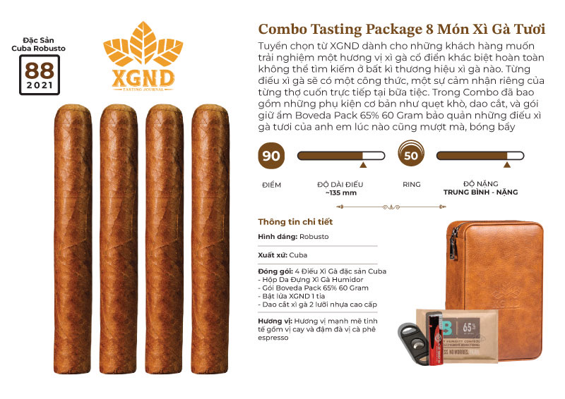 Combo Cigar Tasting Package 8 Món Cigar Tươi Chính Hãng
