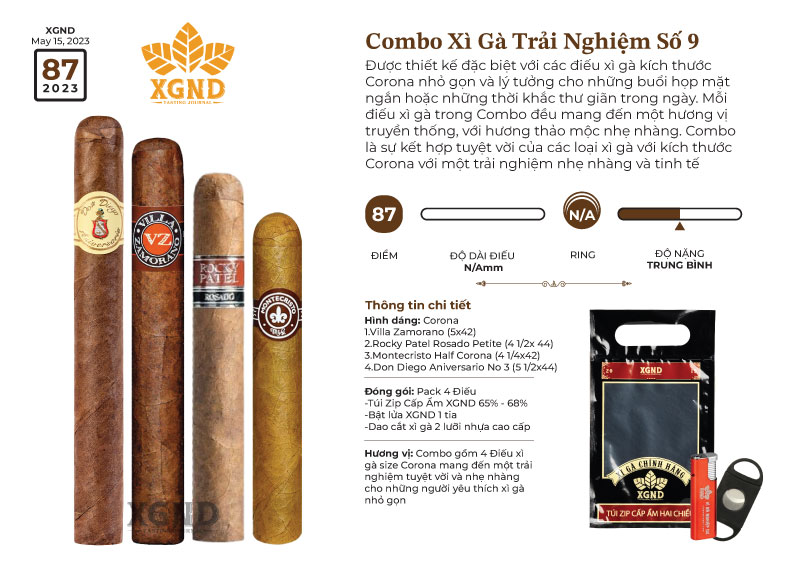 Combo Cigar Trải Nghiệm Số 9 - Combo Xì Gà Size Corona