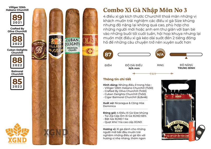 Combo Cigar Nhập Môn No 3 - Cigar Size Khủng Dành Cho Người Mới