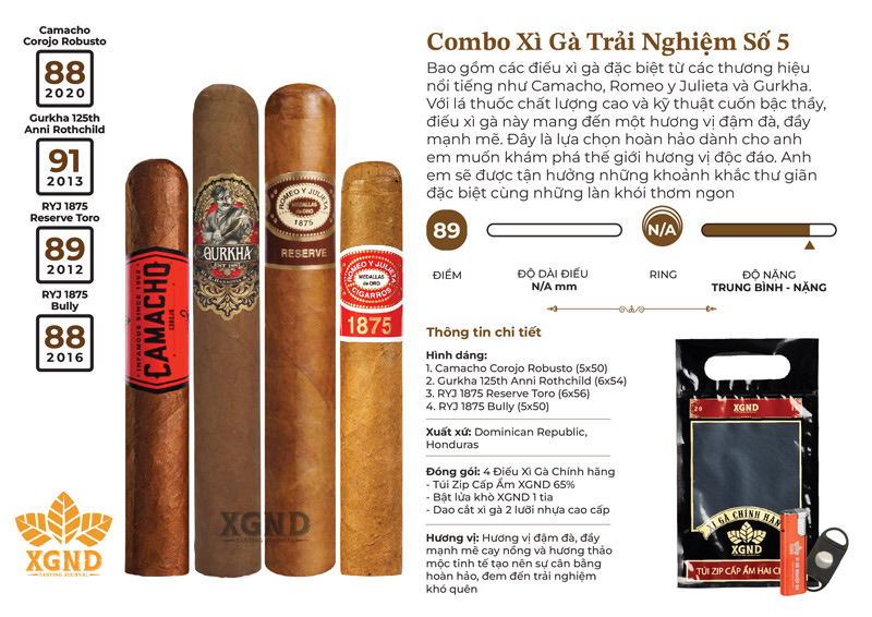 Combo Cigar Trải Nghiệm Số 5 - Combo Xì Gà Chính Hãng