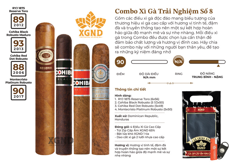 Combo Cigar Trải Nghiệm Số 8 - Combo Xì Gà Cao Cấp