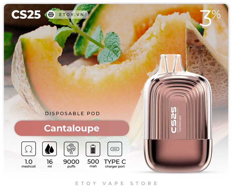 CS25 CS9000 Cantaloupe - Vape Pod 1 Lần 9000 Hơi