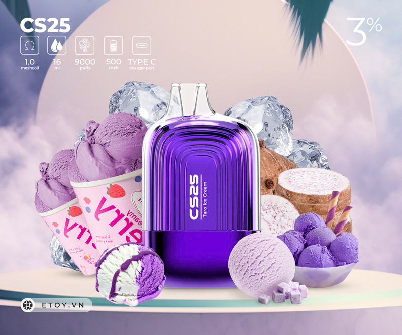 CS25 CS9000 Taro Ice Cream - Vape Pod 1 Lần 9000 Hơi