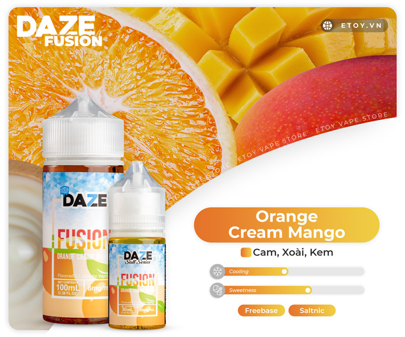 7 Daze Fusion Salt Iced Orange Cream Mango 30ml - Tinh Dầu Chính Hãng