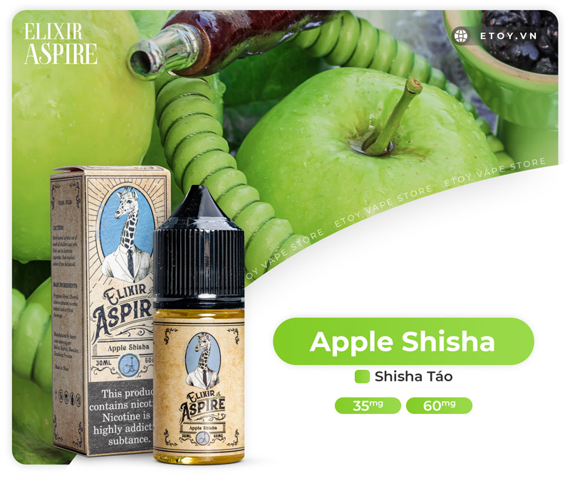 Aspire Elixir Salt Apple Shisha 30ml - Tinh Dầu Vape Pod Chính Hãng