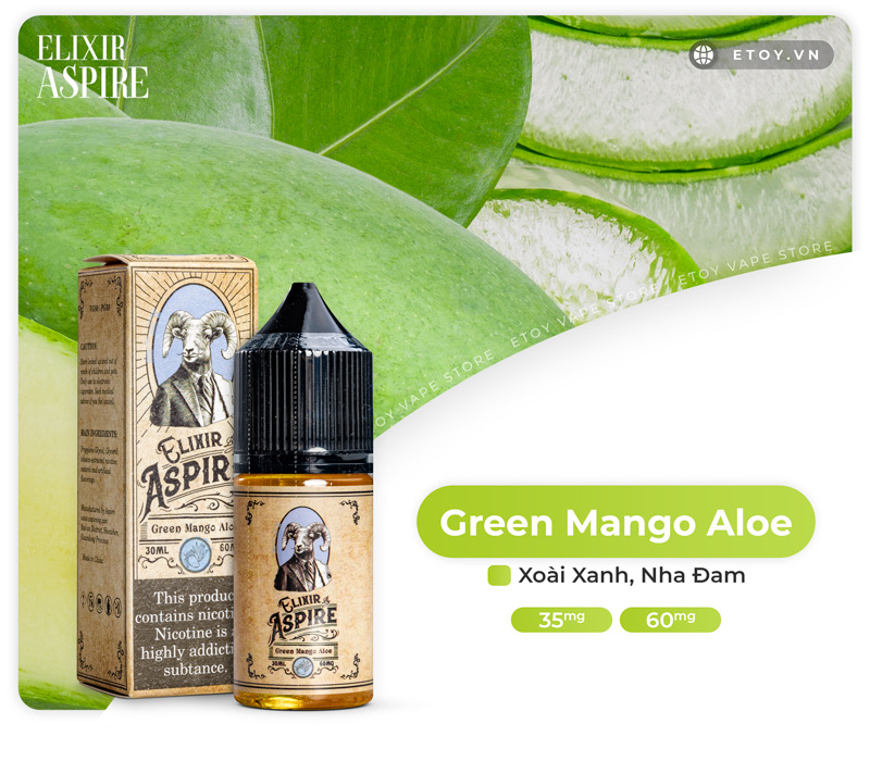 Aspire Elixir Salt Green Mango Aloe 30ml - Tinh Dầu Vape Pod Chính Hãng