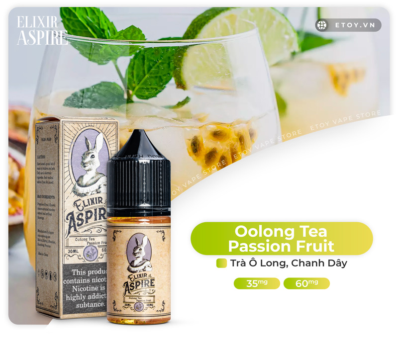 Aspire Elixir Salt Oolong Tea Passion Fruit 30ml - Tinh Dầu Vape Pod Chính Hãng