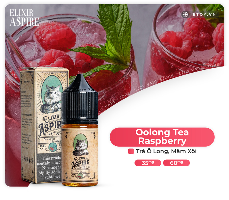 Aspire Elixir Salt Oolong Tea Raspberry 30ml - Tinh Dầu Vape Pod Chính Hãng