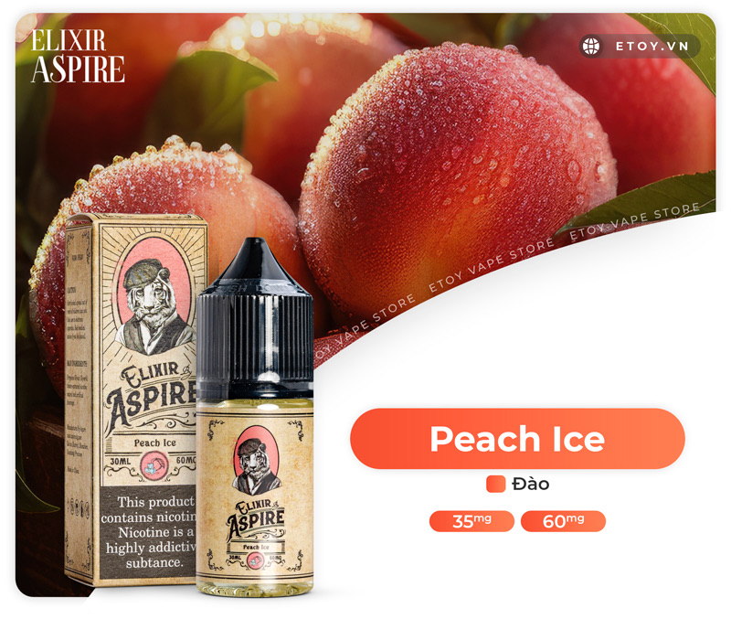 Aspire Elixir Salt Peach Ice 30ml - Tinh Dầu Vape Pod Chính Hãng