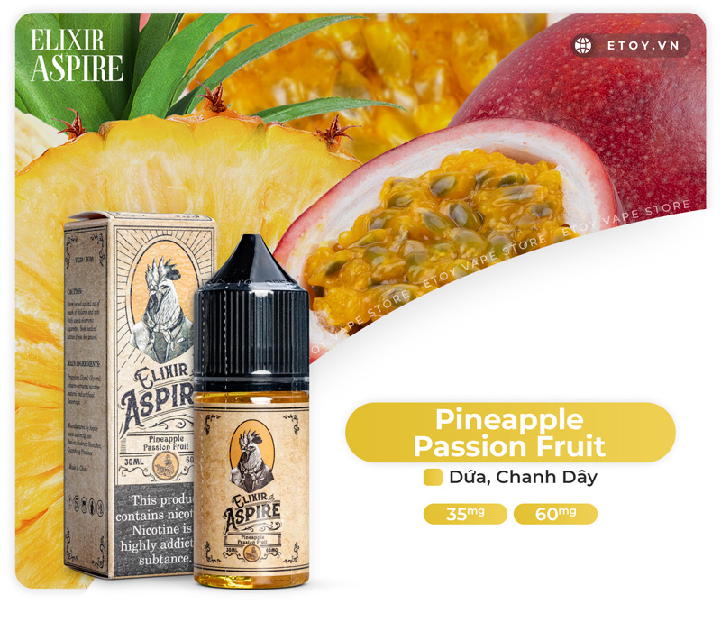 Aspire Elixir Salt Pineapple Passion Fruit 30ml - Tinh Dầu Vape Pod Chính Hãng