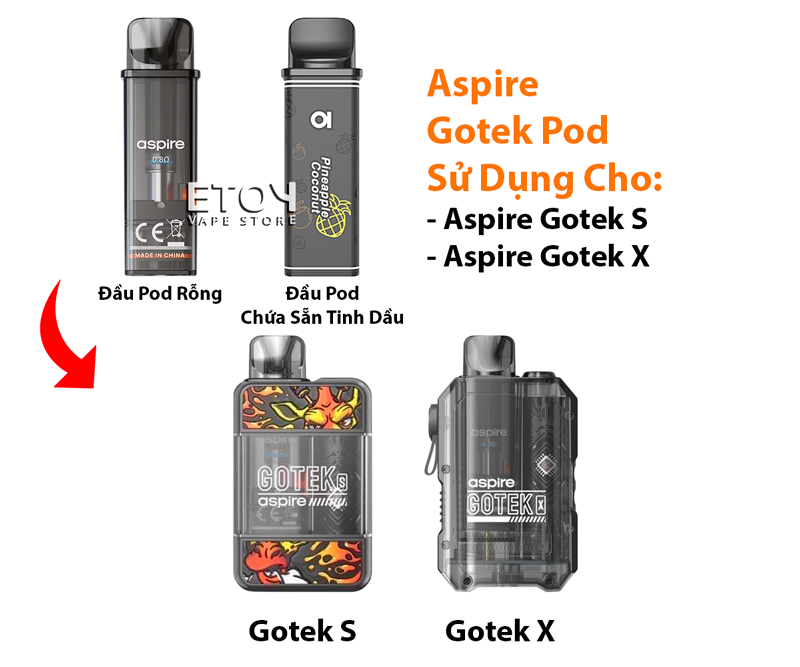 Pod Dầu Aspire Gotek Green Mango Ice Chính Hãng