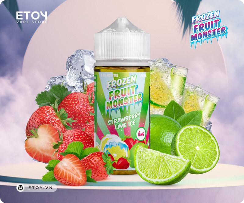 Frozen Fruit Monster Strawberry Lime Ice 100ml - Tinh Dầu Vape Pod Chính Hãng