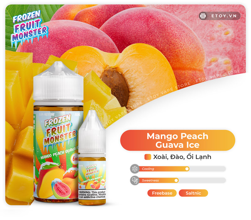 Frozen Fruit Monster Mango Peach Guava Ice 100ml - Tinh Dầu Vape Pod Chính Hãng