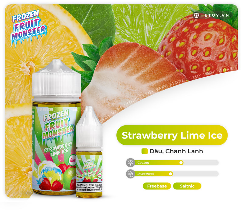 Frozen Fruit Monster Strawberry Lime Ice 100ml - Tinh Dầu Vape Pod Chính Hãng