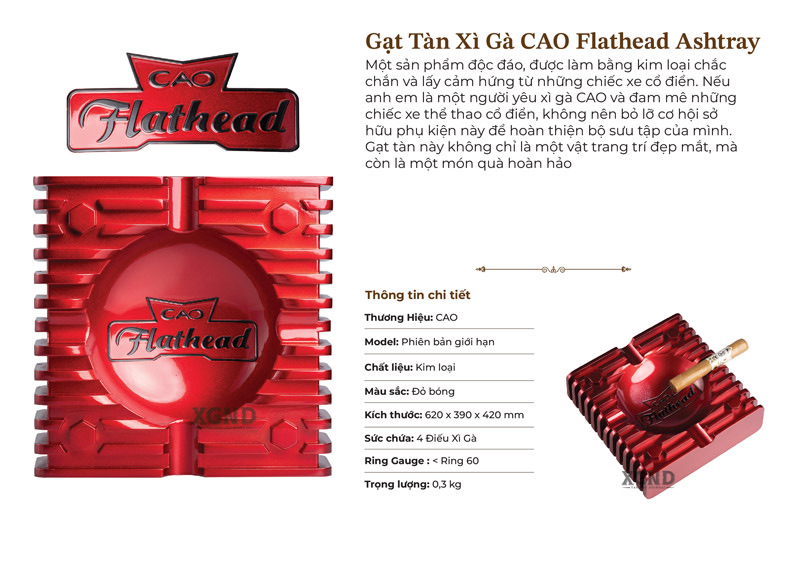 Gạt Tàn Cigar 4 Điếu CAO Flathead Ashtray Chính Hãng