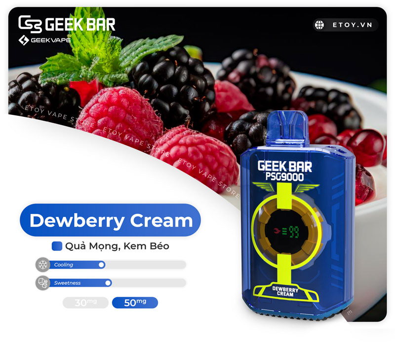 Geek Bar PSG9000 Dewberry Cream - Vape Pod 1 Lần 9000 Hơi
