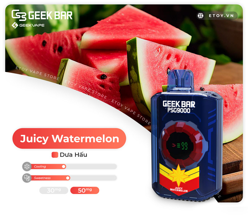 Geek Bar PSG9000 Juicy Watermelon - Vape Pod 1 Lần 9000 Hơi