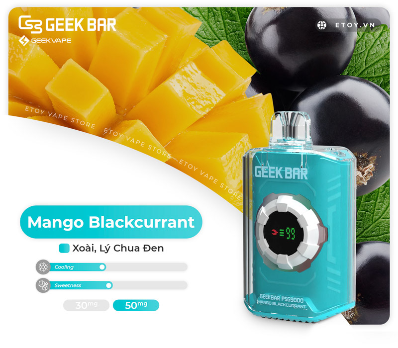 Geek Bar PSG9000 Mango Blackcurrant - Vape Pod 1 Lần 9000 Hơi