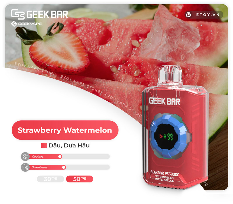 Geek Bar PSG9000 Strawberry Watermelon - Vape Pod 1 Lần 9000 Hơi