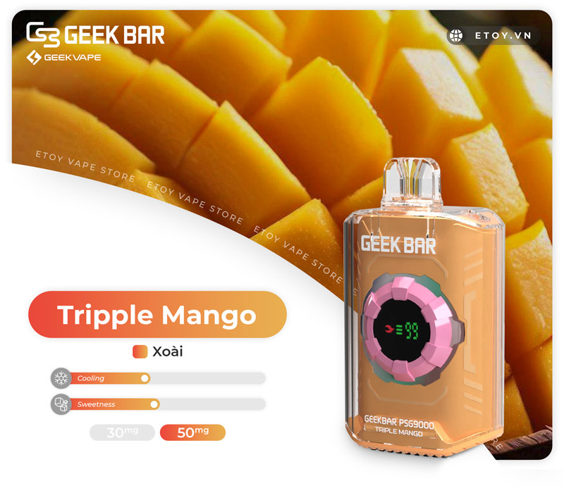 Geek Bar PSG9000 Triple Mango - Vape Pod 1 Lần 9000 Hơi