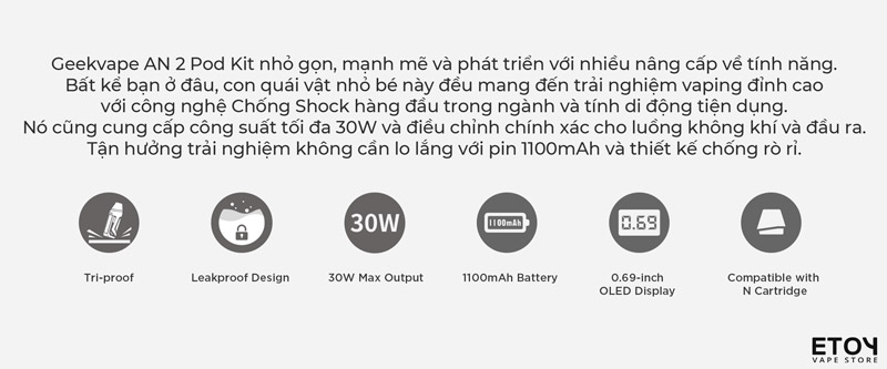 Geekvape AN 2 - Aegis Nano 2 Pod Kit Chính Hãng