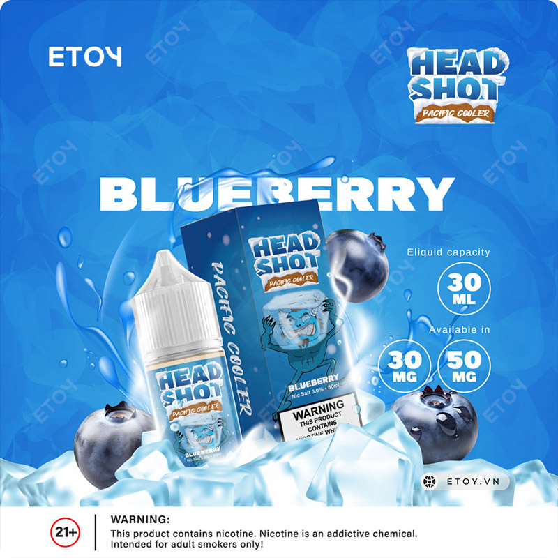 Head Shot Pacific Cooler Salt Blueberry 30ml vị Việt Quất cùng Đá Lạnh